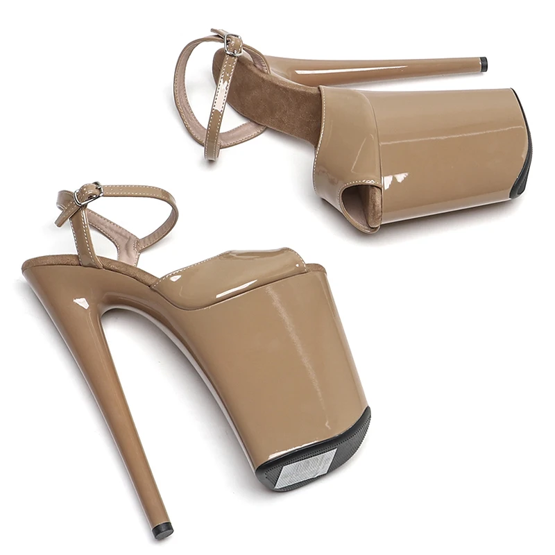 Leecabe  23CM/9inches Patent  PU Upper  sexy exotic High Heel platform party sandals stripper heel  Pole Dance shoes
