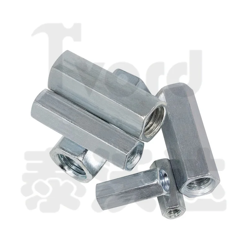 1 ~ 10 Buah Mur Kopling Batang Hex M5 M6 M8 M10 M12 M14 M16 M18 Konektor Batang Berulir Mur Ekstensi Lengan Sambungan Coupler Seng
