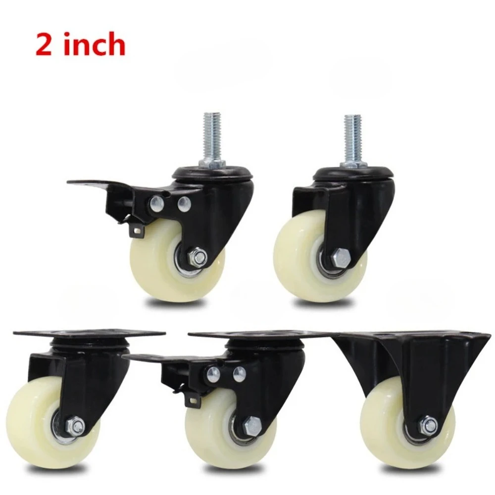 1PC 2 inches 50mm Bearing Capacity 100kg Black Trolley Wheels Caster Nylon quiet Swivel Casters for Office Chair Sofa Platform