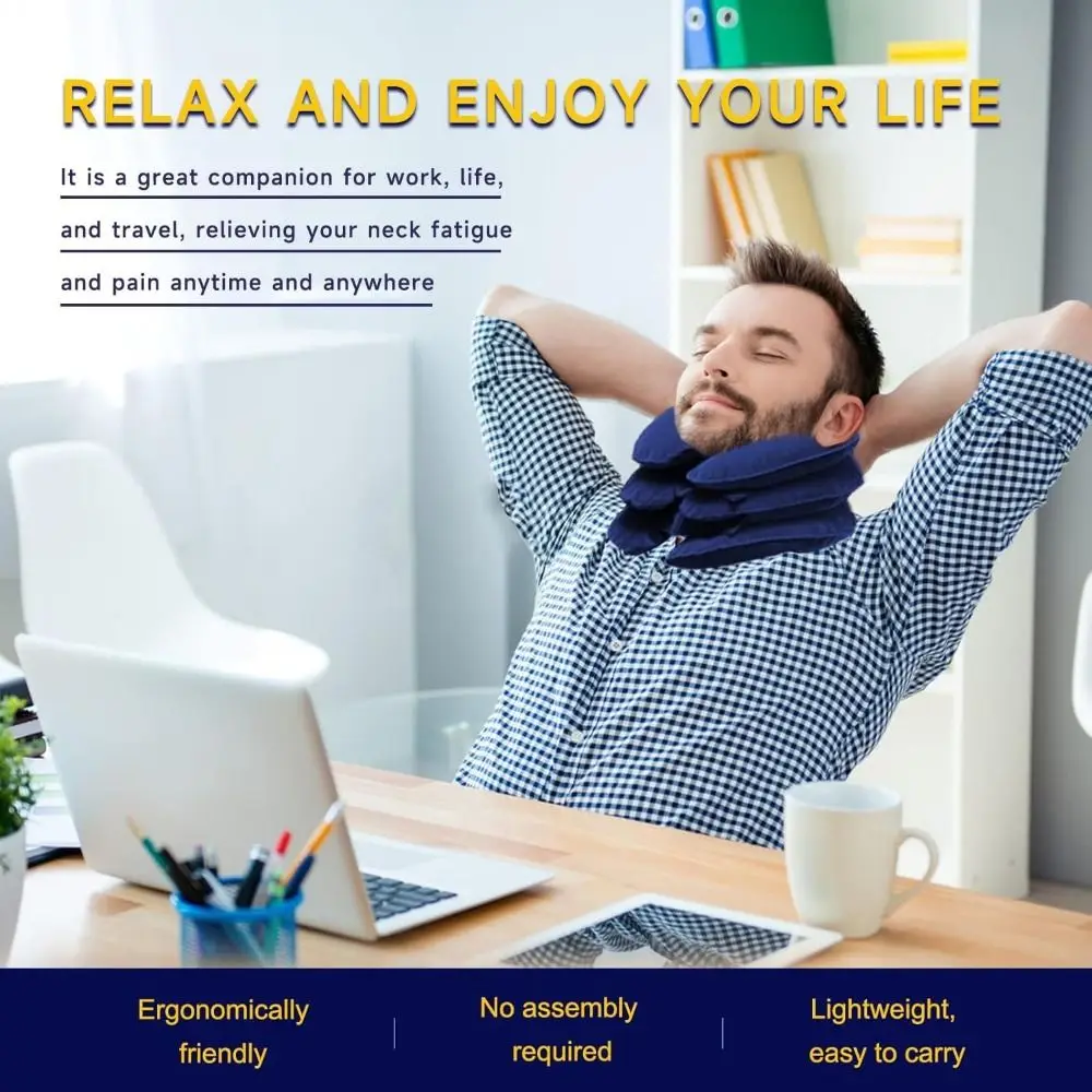 

Регулируемые надувные носилки для шеи, 3-слойные складные надувные подтяжки для поддержки шеи, удобные, против протечек