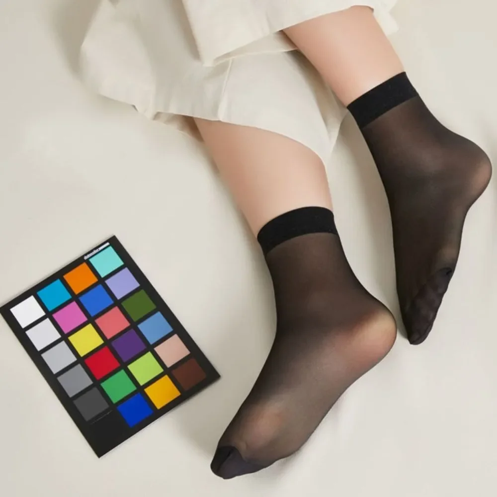 

10Pairs Ultra-thin Transparent Tube Socks Nylon Breathable Women Invisible Socks Mid-calf Hosiery Crystal Silk Sheer Socks Beach