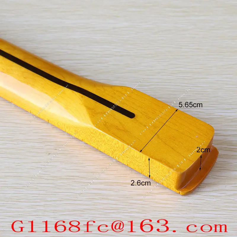 Electric Guitar Neck 6 Strings 22 Pin Large Head Neck with Maple Bright Yellow Back Center Line Handle