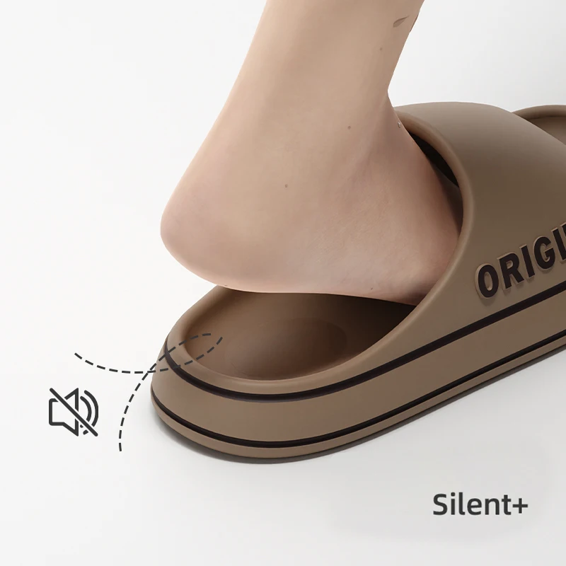 Chinelo Feminino Feslishoet com Letras, Sandália de Praia Cor Sólida, Chinelo Masculino de Sola Grossa para Banheiro Interno Antiderrapante, Sandálias de Verão para Casal