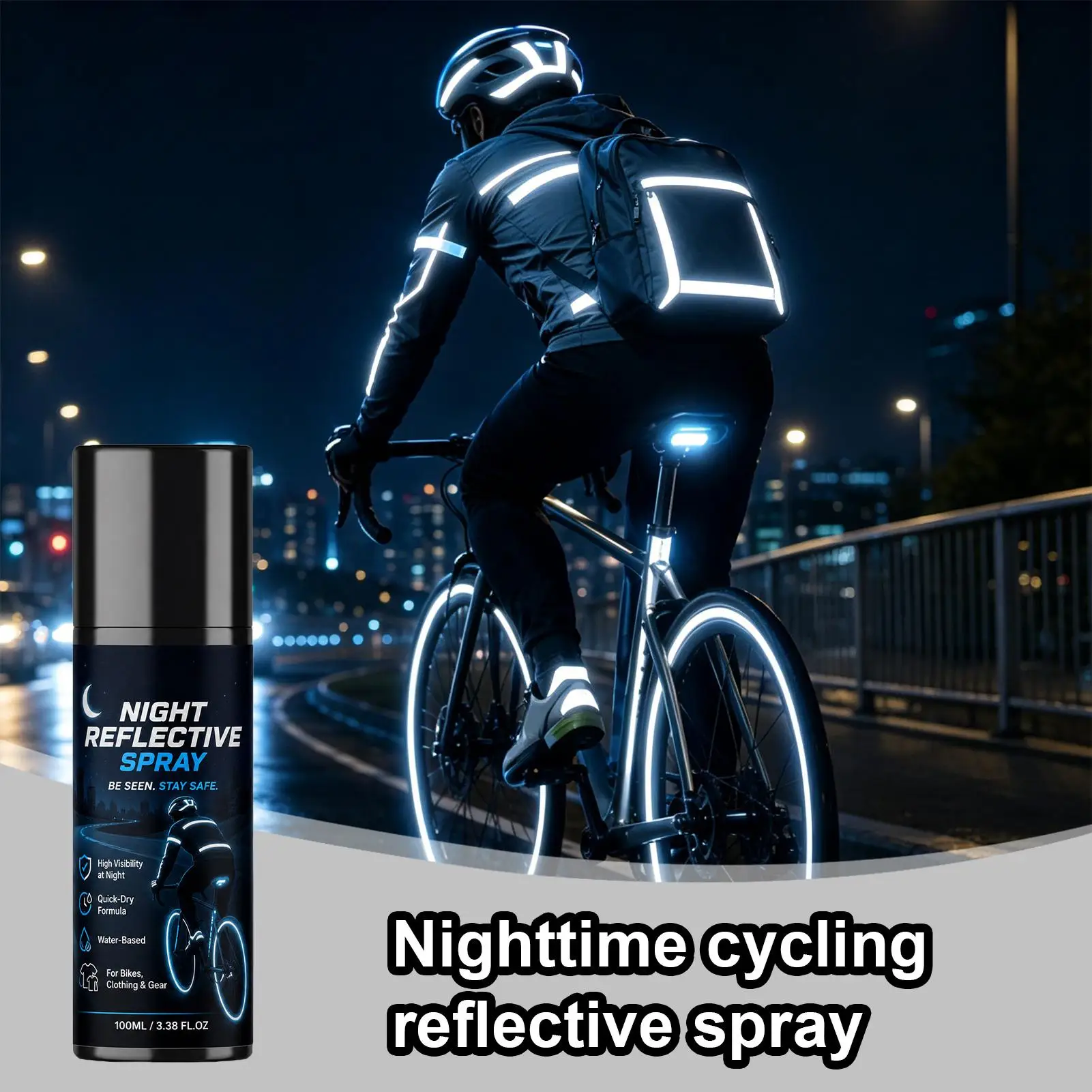 100ml Reflective Night Spray Paint For Night Riding Glows-in-The-Dark Paint Bright Spray Paint For Fabric Bicycles Skateboards