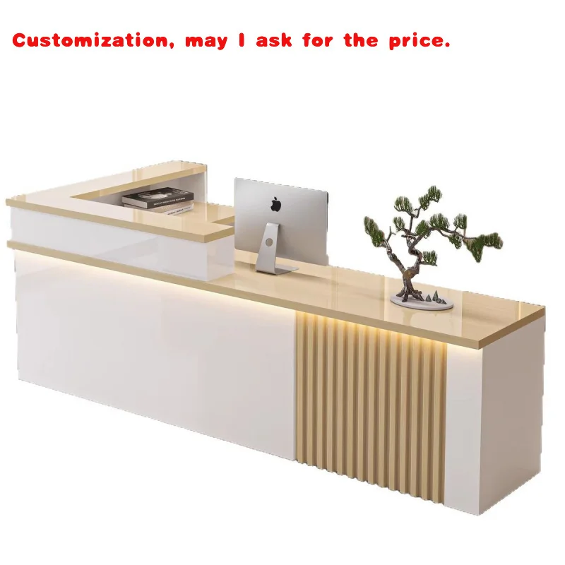 

custom.Modern Simple Company Reception Desk Fashion Hotel Front Desk with Welcome Bar Cashier Table & Supermarket S