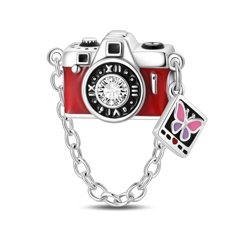 925 Sterling Silver Time Travel Camera Charm Bead Fit 3mm Original Bracelet DIY Women Exquisite Birthday Party Jewelry Gifts