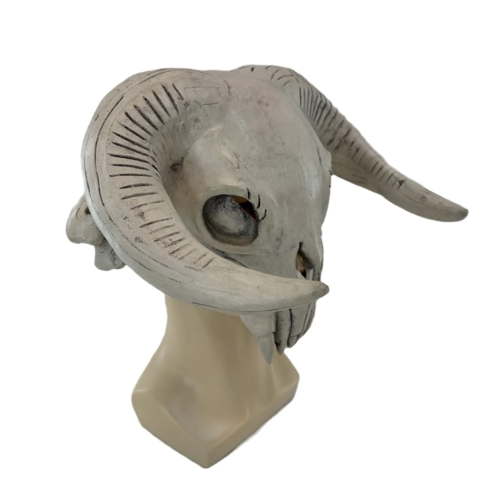 Ziegenschädelmaske mit großen, geschwungenen Hörnern, Latex-Tierknochenmaske, Halloween-Cosplay-Kostüm-Kopfmaske für Partys und Verkleidungen. – Detail 7