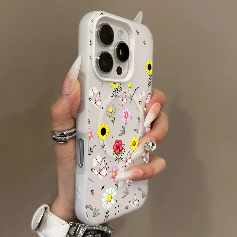 Floral Butterfly Pattern 2026 New Style Jelly Phone Case for Samsung Galaxy S26 Cases S25 Ultra S24 S23 FE S25 5G Magnetic Cover