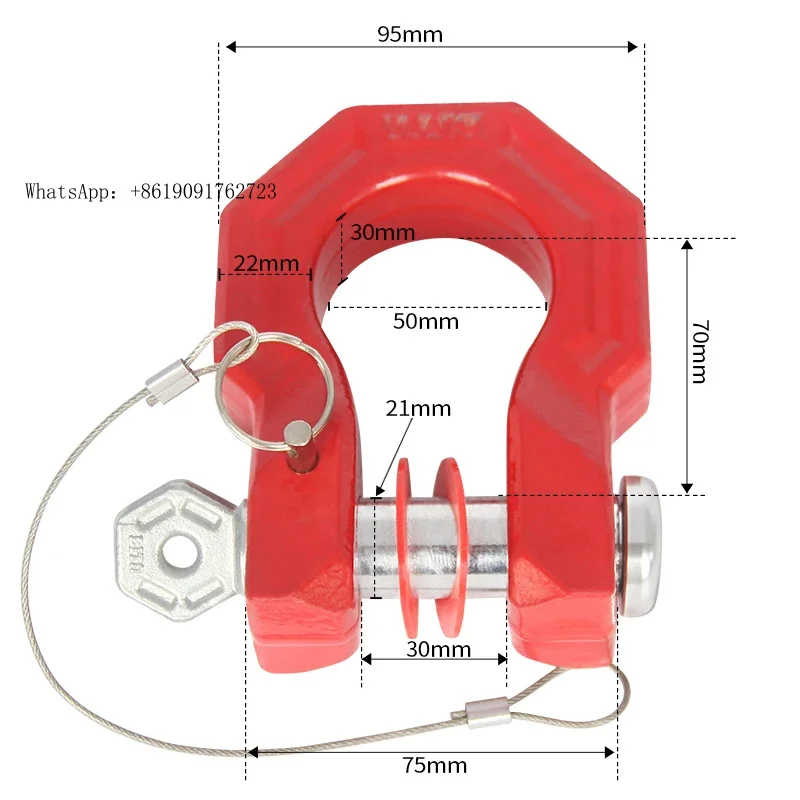 

ZAIQU Red Forged 40CR Steel Trailer Hitch Bow-shackle U-hook Tow Hook Refit Partsl Off-road Car Accessoriesow