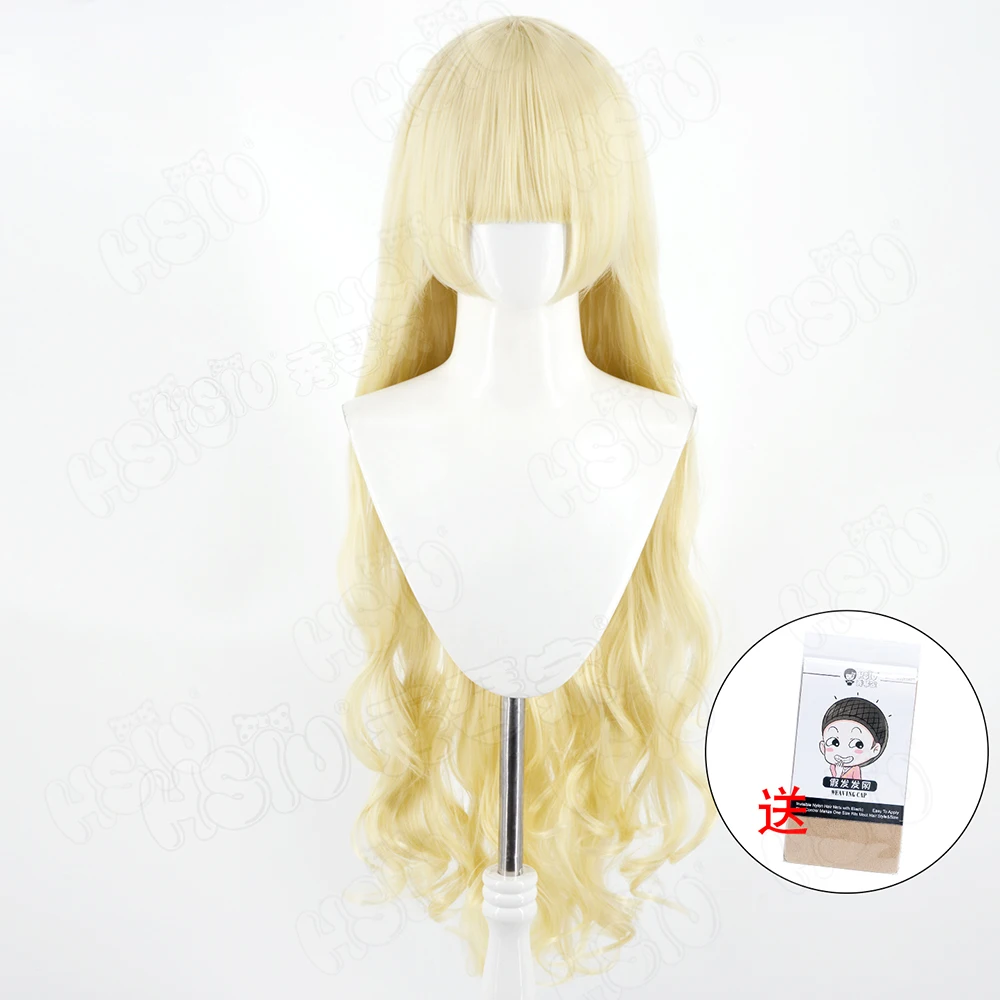 Peluca de Cosplay de Anime GOSICK Victorique, peluca sintética de pelo rizado rubio claro de 100CM de largo + gorro de peluca, peluca para fiesta de Halloween