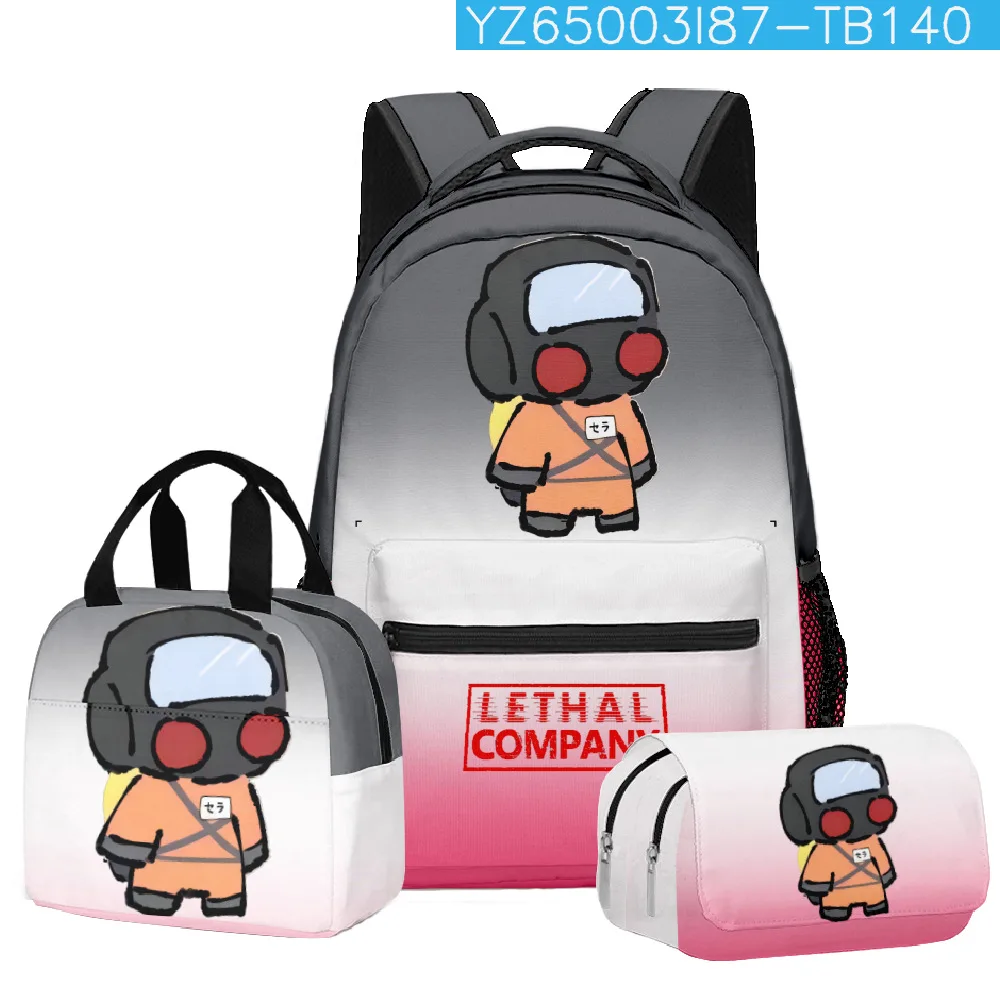 Trendy Popular Funny Lethal Company 3D Printed 3pcs/Set Student School Bags Laptop Daypack Backpack Lunch bag Pencil Case