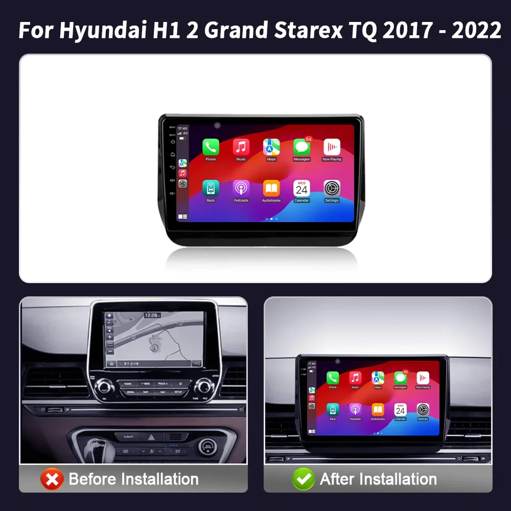 Androidカーラジオ,ステレオ,wifi,マルチメディアプレーヤー,h1,グランドスタレックス,tq,2017-2022用のワイヤレスCarplayスクリーン