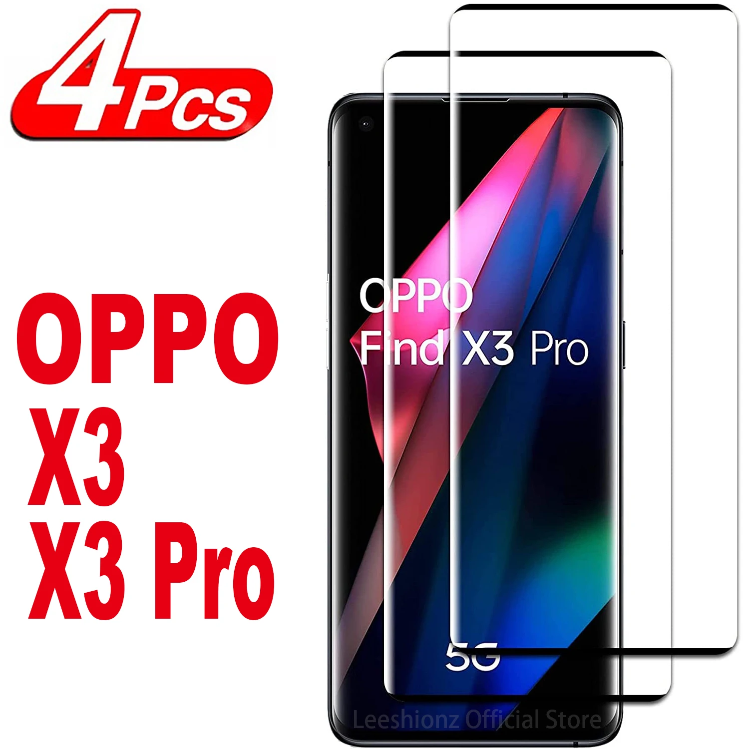 

1/4Pcs 10D Screen Protector Glass For OPPO Find X3 Pro Tempered Glass Film
