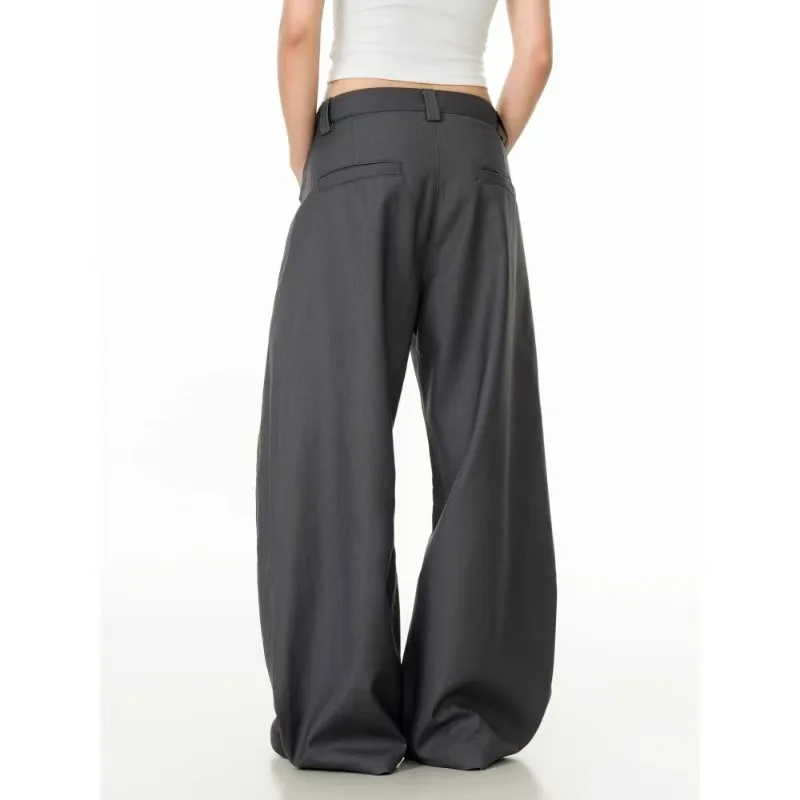 New Autumn Men's Suit Pants Solid Color Casual Curved Knife Trousers Wide Leg All-match Loose Male Bottom Simple