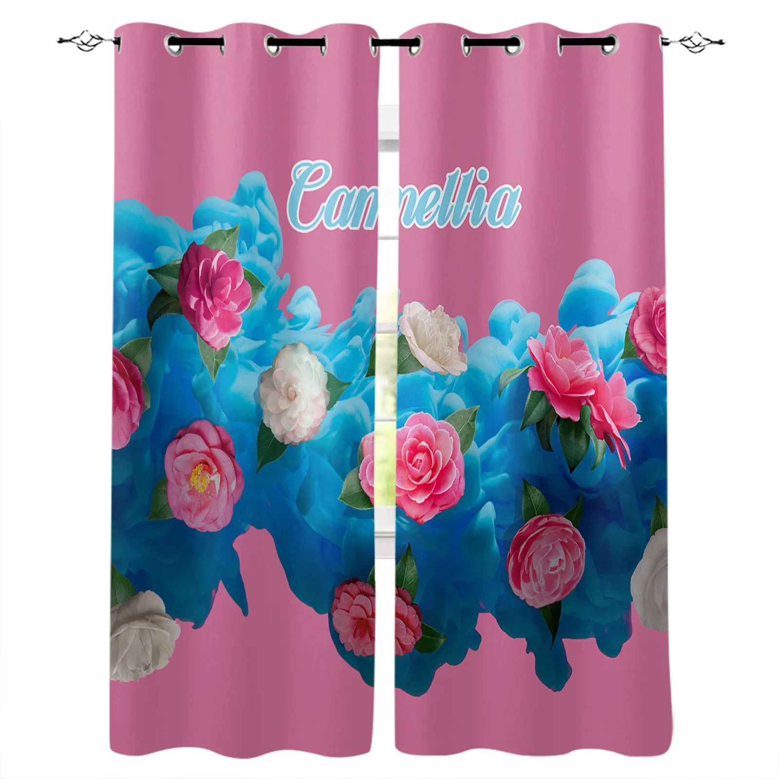 Camellia Blue Smoke Dream Curtains For Bedroom Curtains For Living Room Curtains For Living Room Luxury European