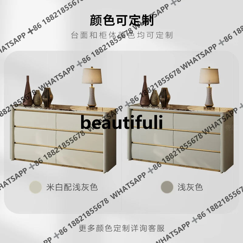 Italian light luxury six-drawer chest of drawers fashion marble high-end TV cabinet bedroom storage entryway storage cabinet