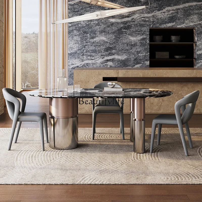 

FG10Italian light luxury minimalist pure natural luxury stone dining table marble