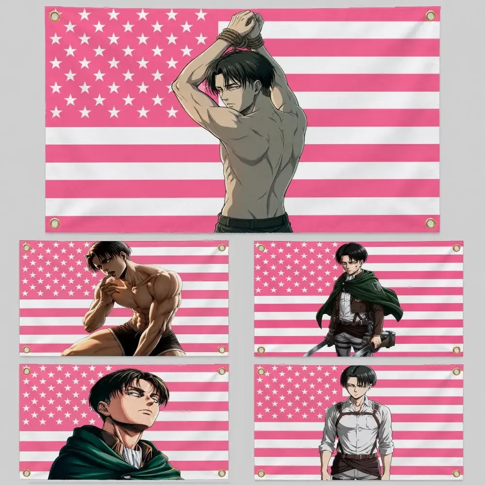 Anime Attack On Titan AOT Levi Ackerman Flags Wall Hanging Background Flag Wall Decor Banners for Outdoor Bedroom Dorm Room