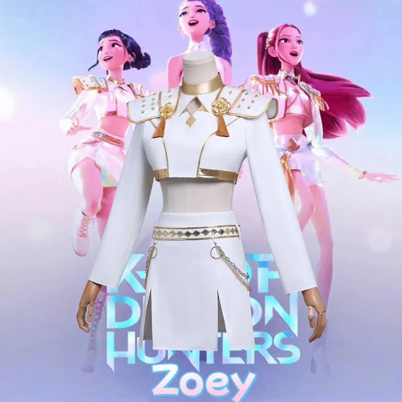L2025l nuevo disfraz de Cosplay Kpop Rumi Zoey Mira falda de uniforme de cuero blanco fiesta de Carnaval de Halloween Comic-con trajes de juego de rol