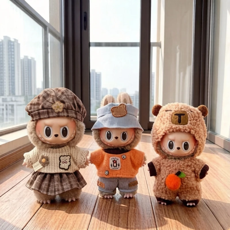 

Одежда и аксессуары для кукол Labubu 17 см (V1, V2, V3): комбинезоны, рубашки, костюмы. Игрушки для детей, подарок на день рождения.