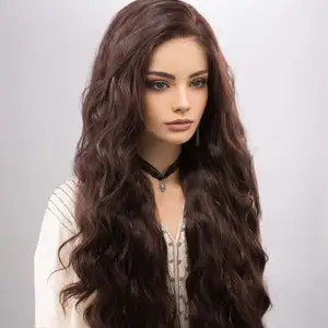 13x4 الشوكولاته براون موجة المياه الدانتيل شعر مستعار أمامي موجة الطبيعة قبل قطعها الدانتيل أمامي جاهزة للذهاب غلويليس شعر مستعار الاصطناعية ل Wemon