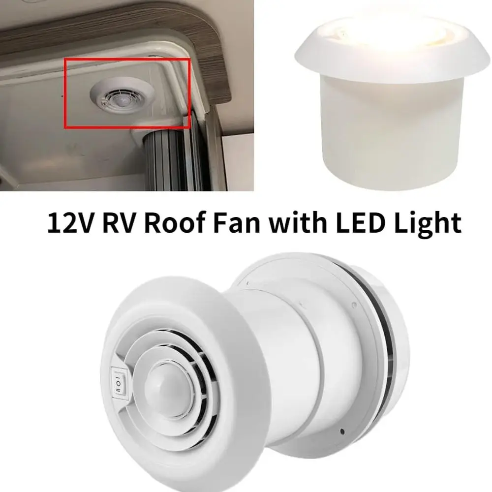 RV مروحة 12 فولت مروحة سقف 4000R/دقيقة LED سقف الهواء التهوية مصبغة مروحة التبريد المستديرة للمعسكر السفر مقطورة فان متنقل Acce