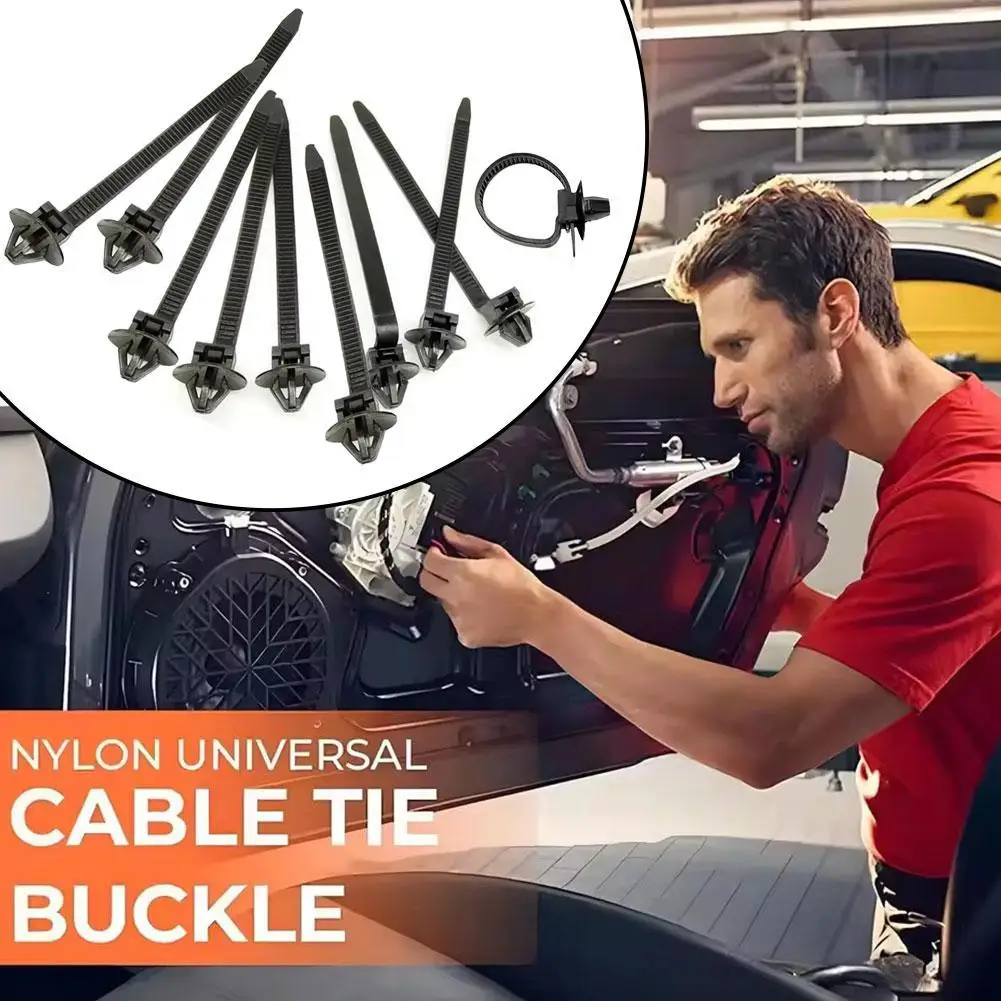 

10 PCS Car Nylon Black Cable Ties Push Mount Wire Harness Fastener Cable Clamp Clips Ties Management Car Wire Organizers