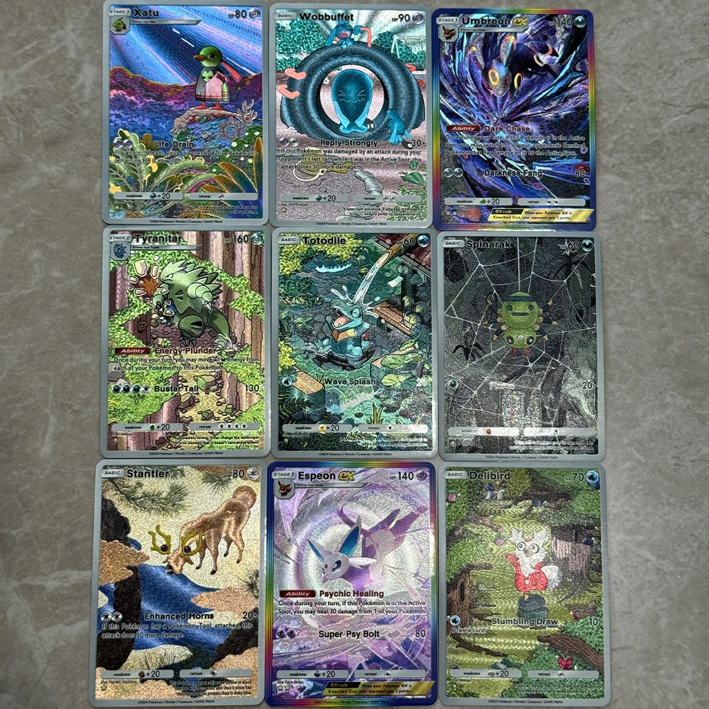9 szt./zestaw DIY Karty Pokemon do samodzielnego wykonania Mądrość Morza i Nieba A4 EX Umbreon Sylveon Tyranitar Spinarak Kolekcja Kart do Gry