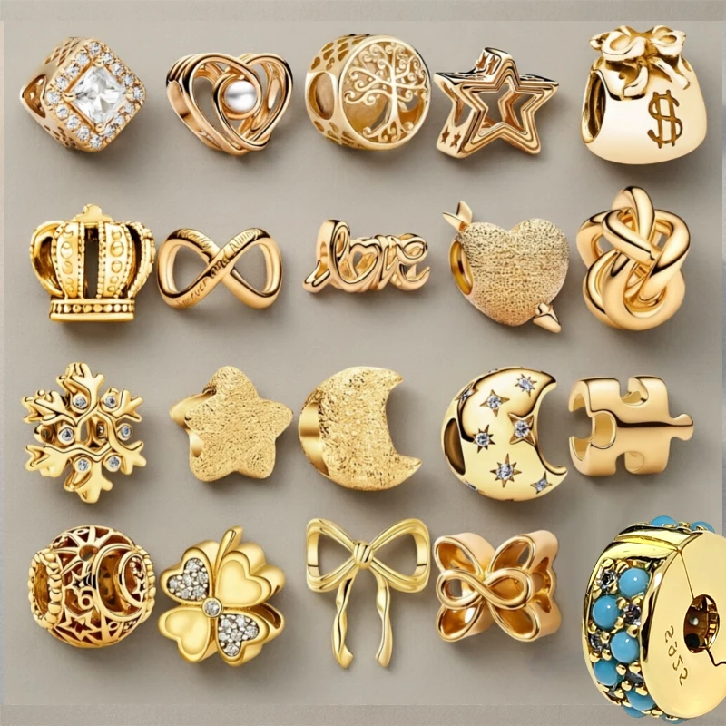 Original Charms Beads,Square Sparkle Halo&Handwritten Love Charm&Cupid Heart Charm Bead,Fit Pendant Bracelet Women Jewelry Gift