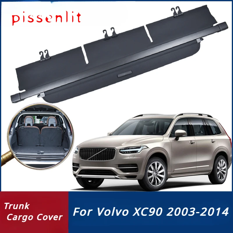 Trunk Cargo Cover for Volvo XC90 2003-2014 Security Shield Rear Luggage Curtain Retractable Privacy Car Accessories Organizer