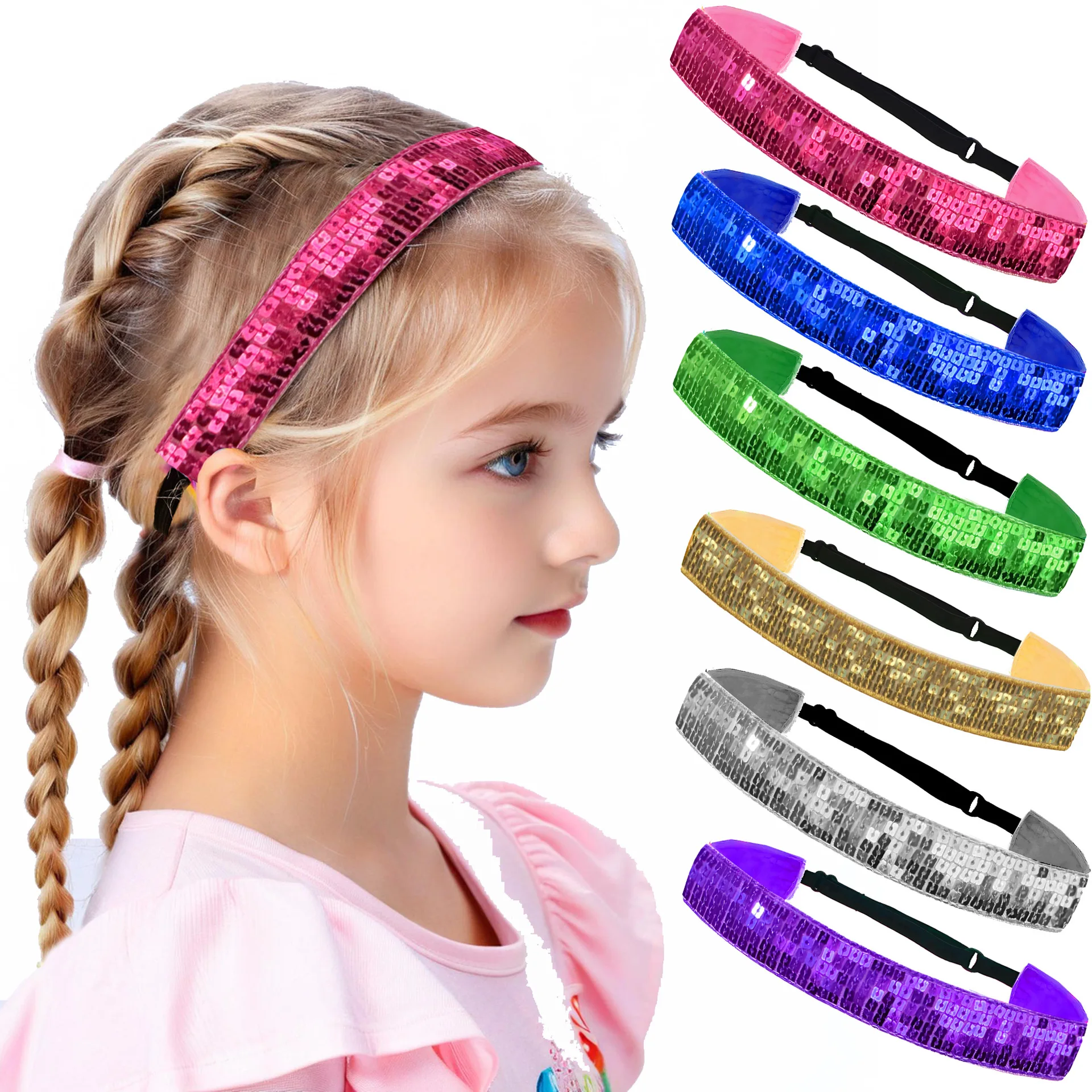 1pc Fashion Sequin Children Dance Hairbands Headband Yoga Headband Women Sports Anti Slip Elastic Headbands Hair Accessories