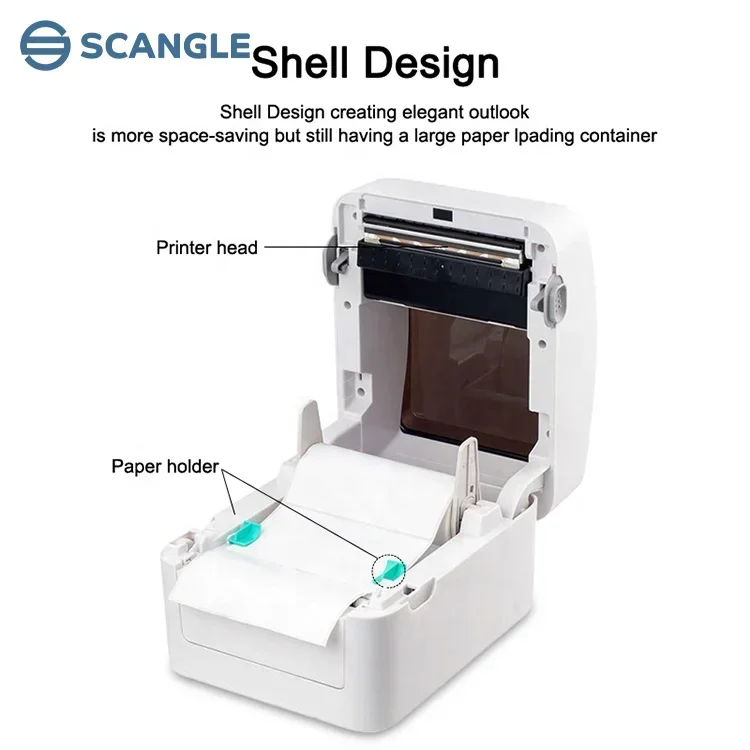 Impresora de etiquetas adhesivas de código de barras USB Scangle 112mm para almacén/logístico/envío de DHL carta de ruta aérea