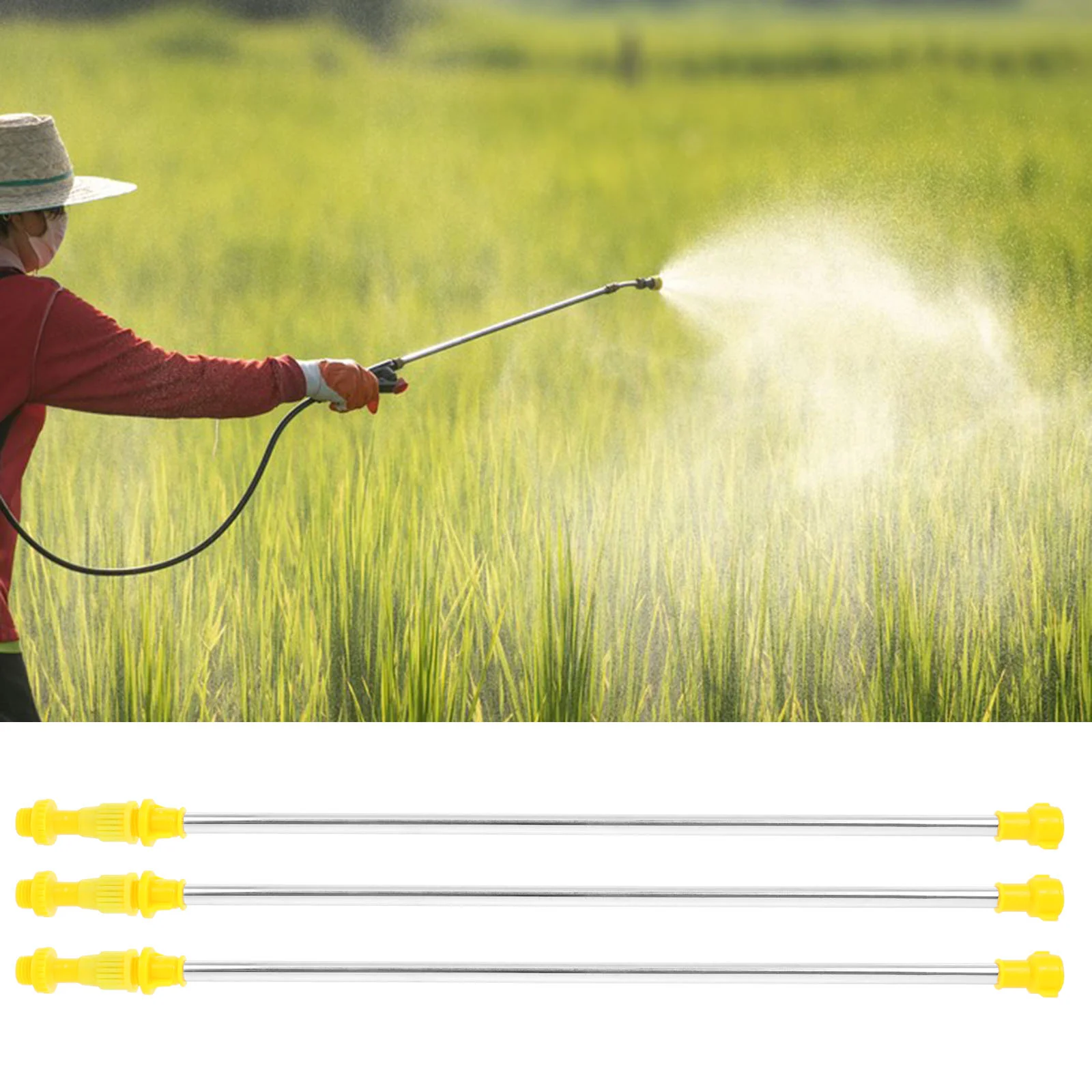 6 Pcs Stainless Steel Spray Boom Sprayer Plant Rod Garden Hose Replacement Nozzle Extended Reach Adjustable Telescopic