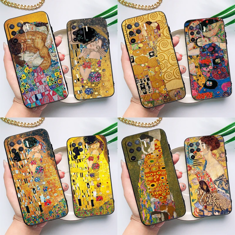 The Kiss Gustav Klimt Painting Case For OPPO A17 A57 A77 A78 A15 A16 A52 A72 A76 A96 A74 A94 A5 A9 A31 A93 A54S A53S A57S