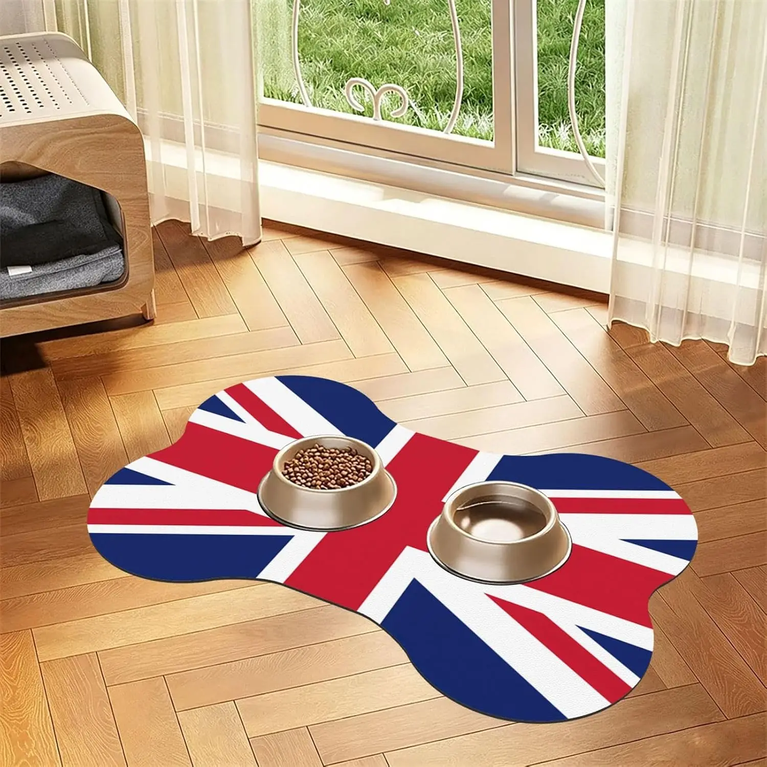 British Flag Bone Shaped Absorbent Dog Feeding Mat | 12