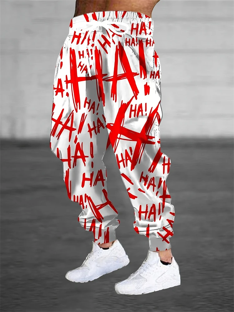 2025 Fall New Arrival Men's Casual Pants Hip-Hop Print Drawstring Adjustable Joggers Minimalist Fashion Street Style Trousers