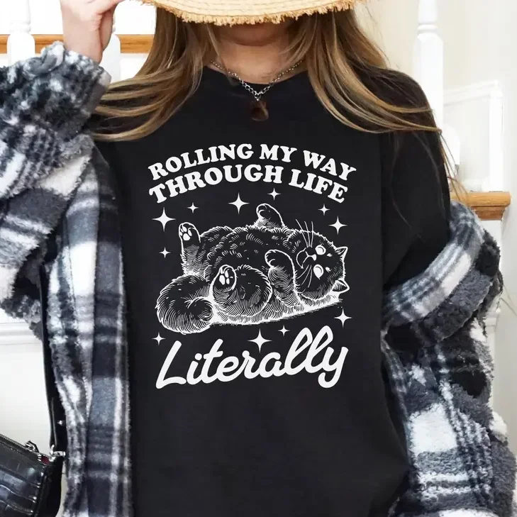 Koszulki damskie z nadrukiem kociego wzoru, kreatywne letnie t-shirty, modne, zabawne, retro, sportowe ubrania damskie