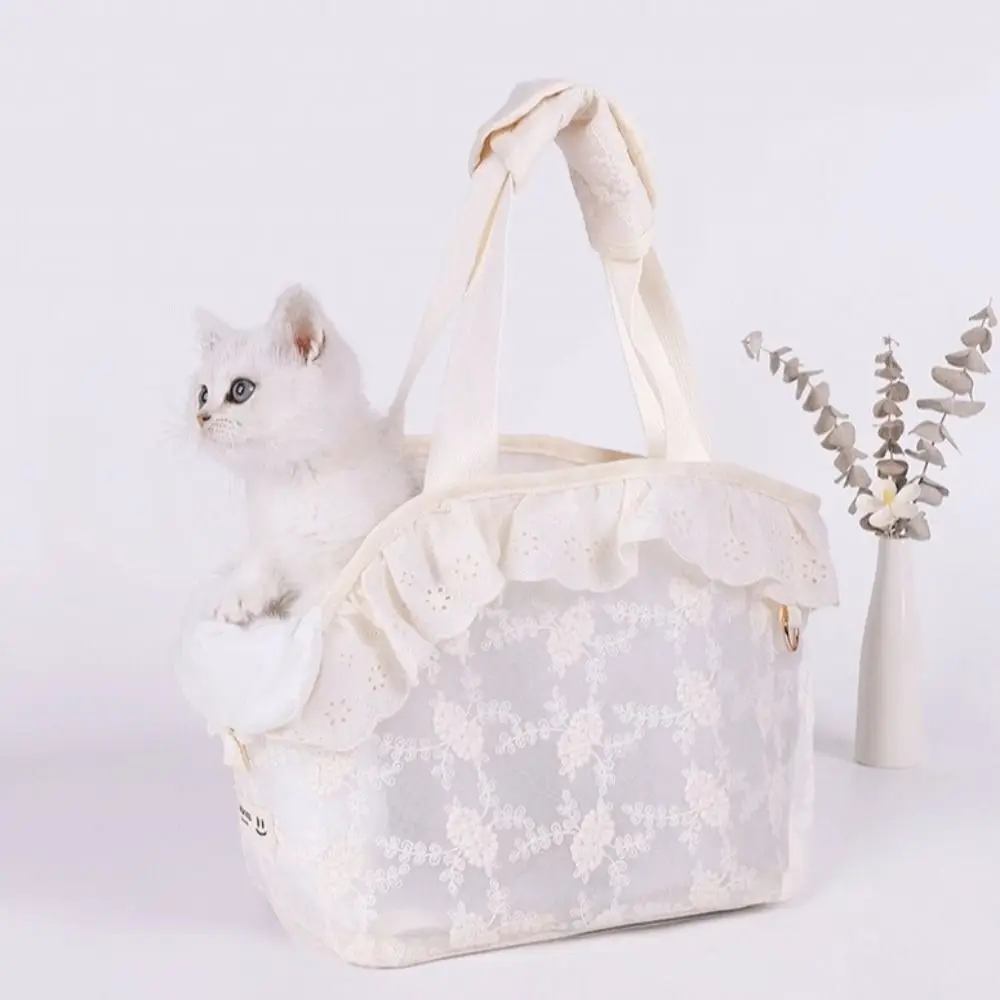 

Shoulder Bags Lace Mesh Pet Cat Carrier Bag Multi-function Portable Puppy Carrying Bag Cute Breathable Cat Handbag Chihuahua