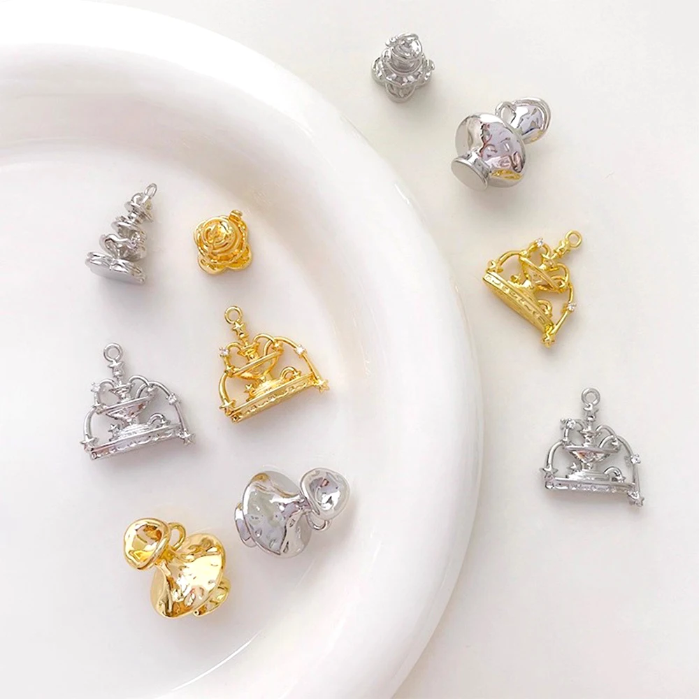 

Orichalum Plating Zircon-inlaid Vintage 3D Wishing Pool Fountain Pendant DIY Jewelry Making Necklace Bracelet Accessories