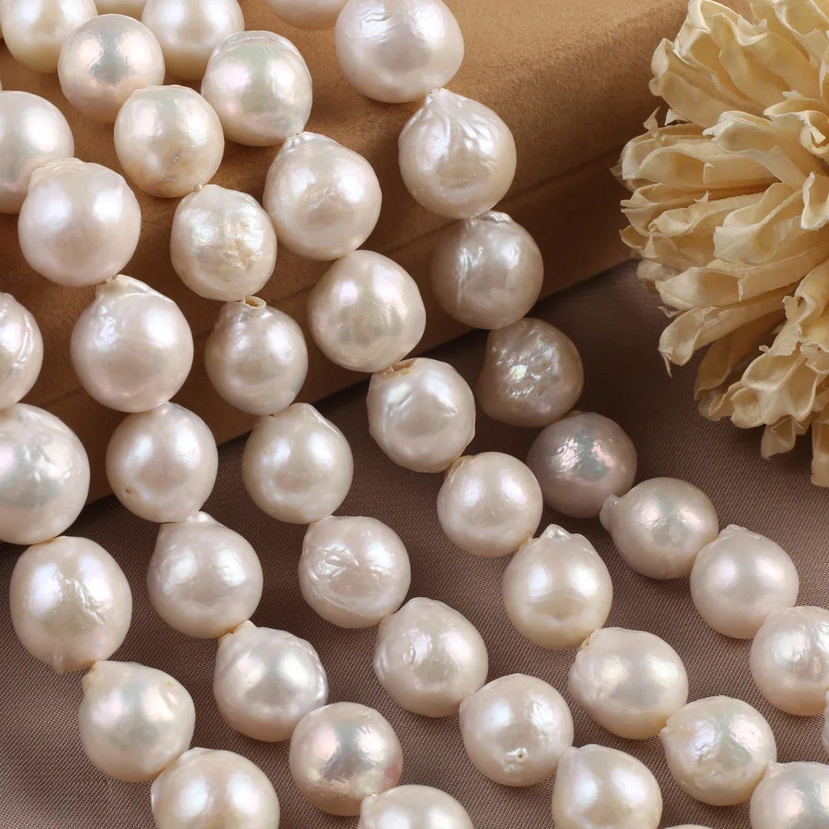 13-14mm AAA Natural Freshwater Pearls Round Baroque Beads High Quality Gift for Women Jewelry DIY Necklace Bracelet Accessories