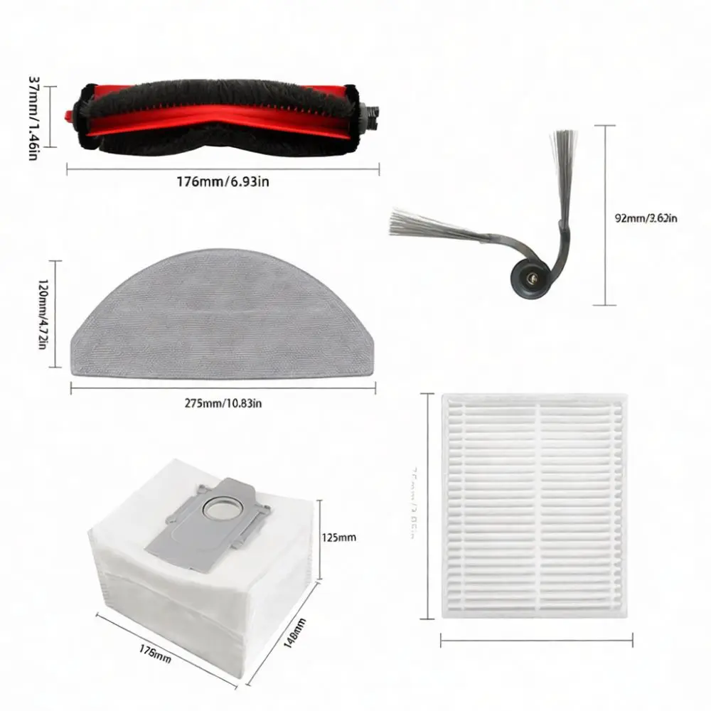 High Performance Parts For Roborock Q10 S5 Plus Q10 VF Plus Vacuum Main Brush Filter Mop Side Brush Cleaning Tool Kit
