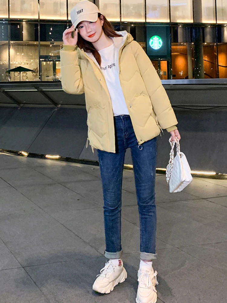 Winter Parkas Women Hooded Korean Style Pleated Simple Charming Students Daily Popular All-match Designed Basics Fashion Cozy