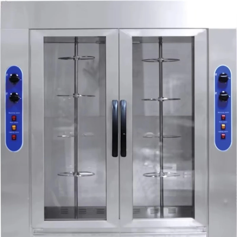Electric Double Door Gas Chicken Rotisserie Oven Machine Stainless Steel