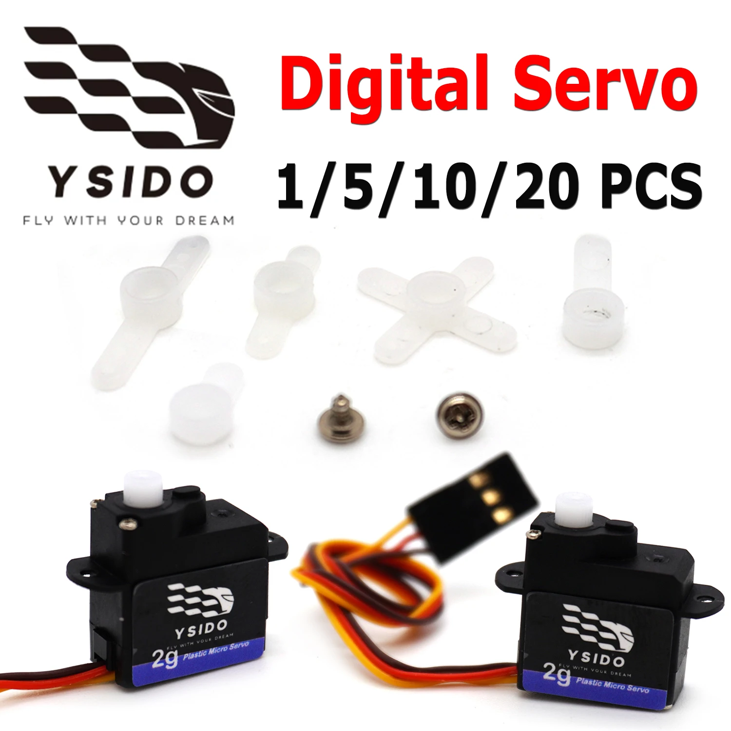 YSIDO Micro Mini Servos 1/5/10/20pcs 2g Digital Servo for K969/K989/K999 SCX24 WLTOYS RC Car Helicopter RC Boat Airplanes Parts