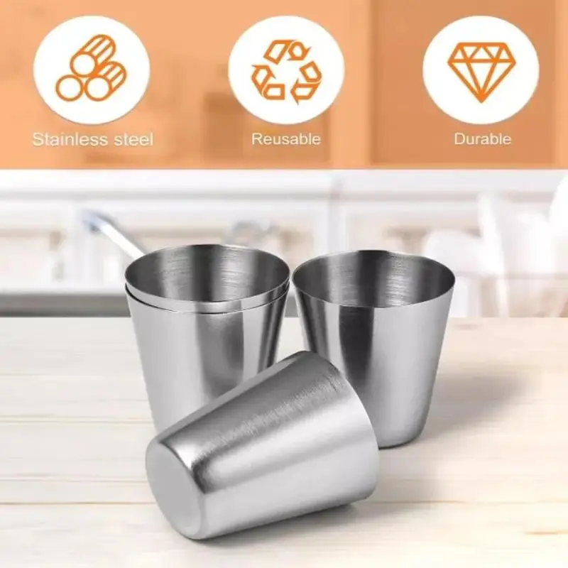 4pcs Stainless Steel Glass Set Outdoor Travel Picnic Cup Set 30/70/170ml Small Glasses