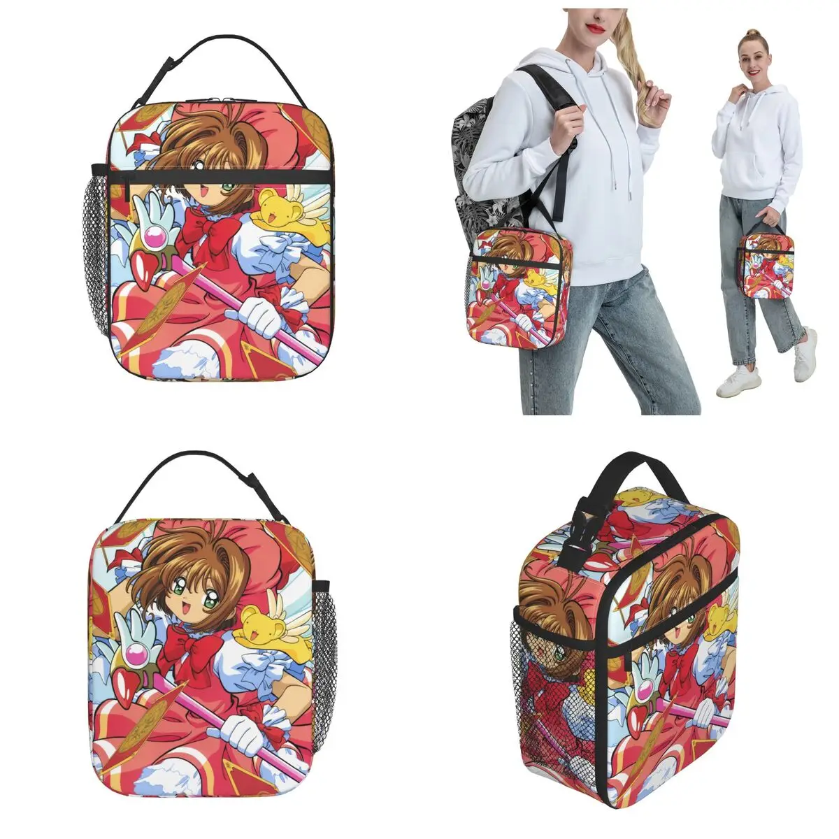 Anime Cardcaptor Sakura Insulated Lunch Bags Food Container Bags Portable Cooler Thermal Lunch Box For Travel