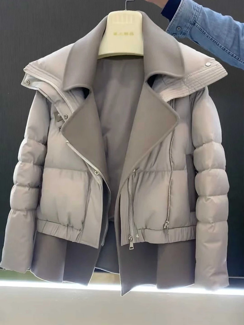 Ay lã retalhos ort terno feminino sle down jaet versão coreana alta quali inverno outerwear quente e sli