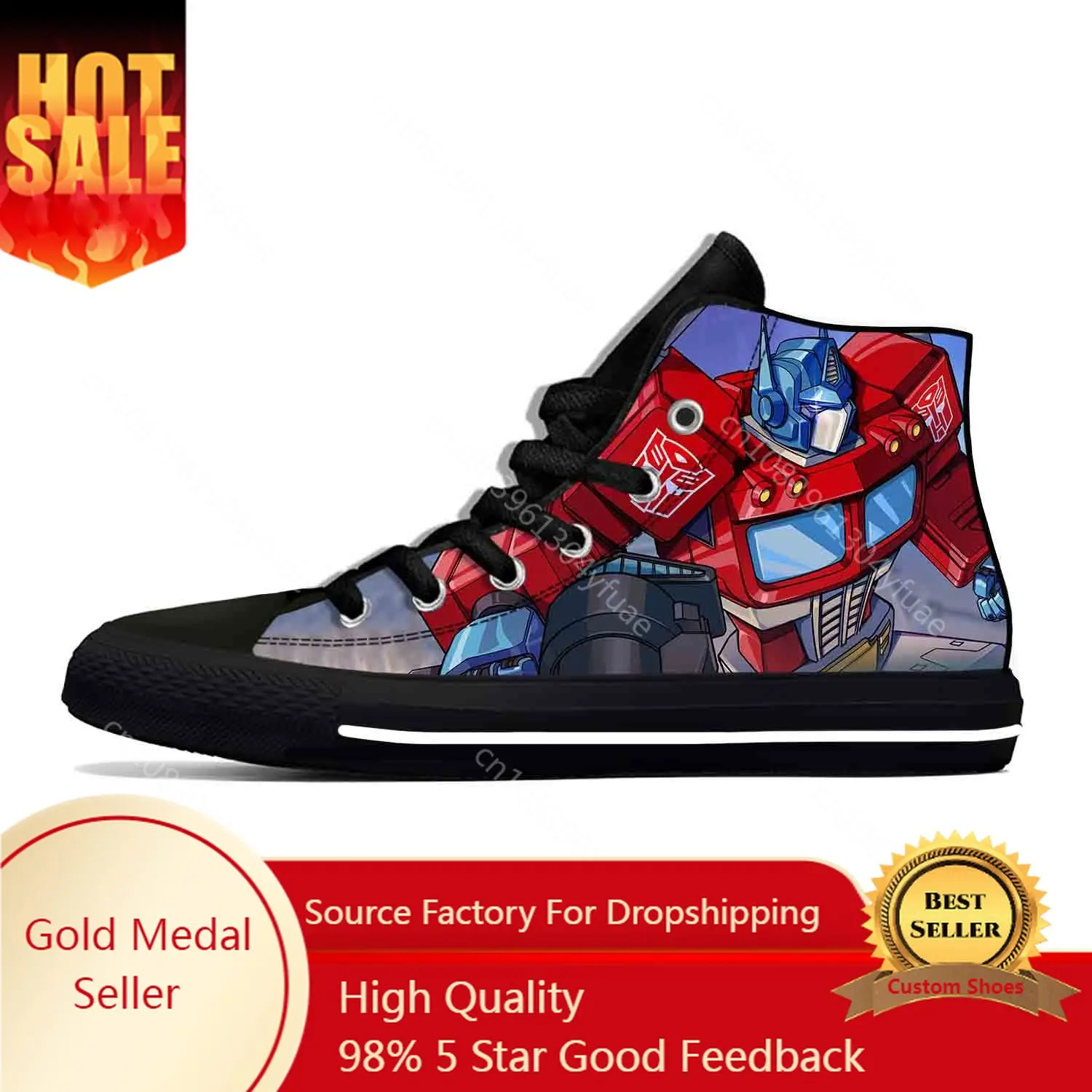 Hot Anime Cartoon Manga Transformer Optimus Prime Casual Shoes Breathable Men Women Sneakers High Top Lightweight Board Shoes