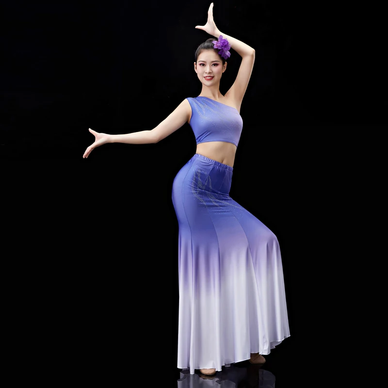 Women National Dance Dress Fish Tail Leotard Skirt +Top Suit Peacock Traditional Dai Dance Costumes Stage Performance Dancewear