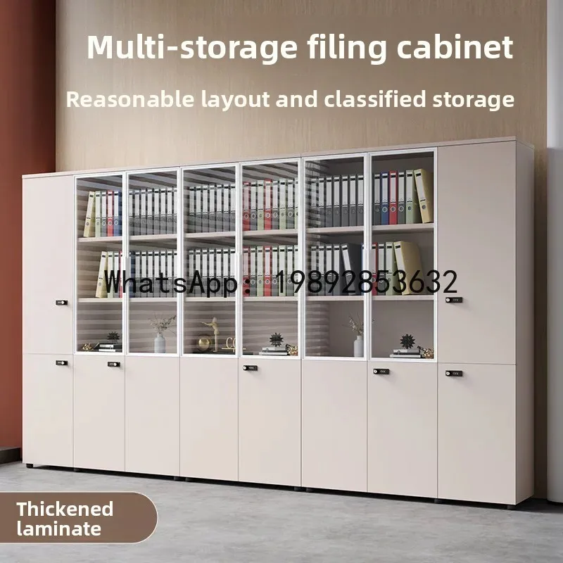 CZ White File Cabinet with Combination Lock, Simple Modern Minimalist Fashion Office Archive Document Equipment Cabinet